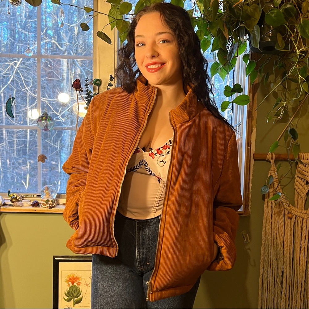 Corduroy Brown Puffer Jacket